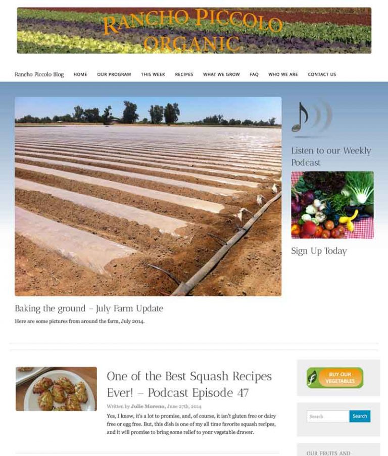 Rancho Piccolo Blog Screenshot