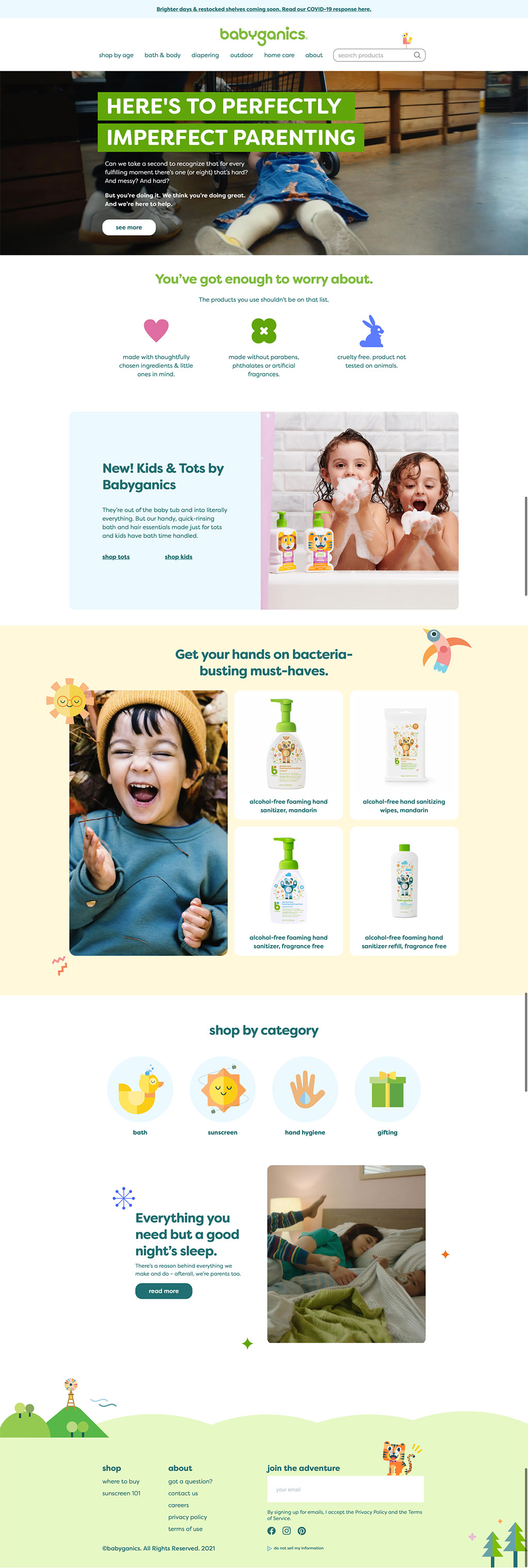 babyganics Homepage Perfectly Imperfect Parenting Campaign