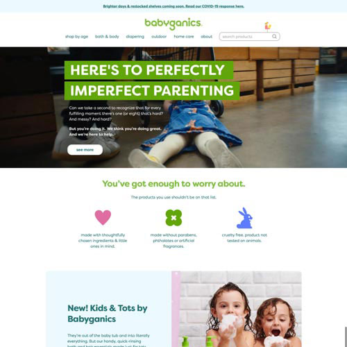 babyganics Perfectly Imperfect Parenting Campaign Homepage