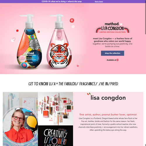 Method x Lisa Congdon hand soap landing page